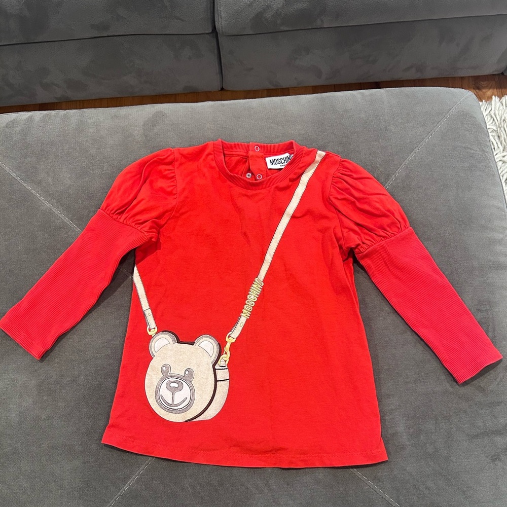 Moschino Red Top with Bear and Strap Design